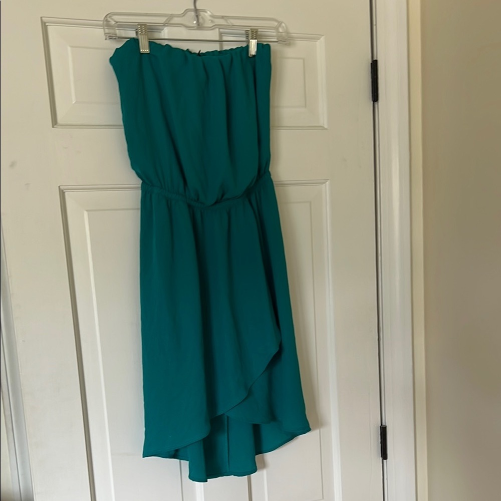 Express Green High-Low Strapless Sundress
